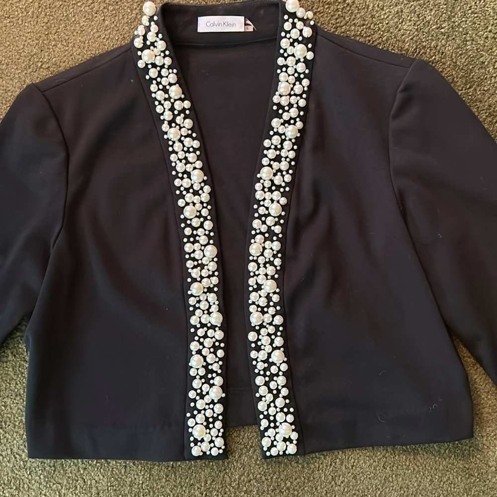 Cropped pearl shrug/blazer size Large